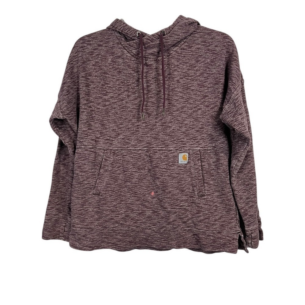 Carhartt Women's Maroon Heathered Pullover Hoodie Sweatshirt